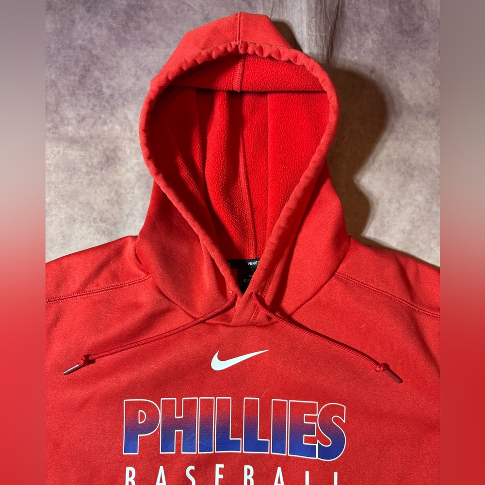 Nike Dri-Fit Philadelphia Phillies MLB Center Swoosh Pullover Hoodie Mens Large - Picture 4 of 11
